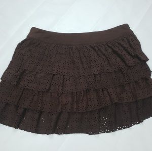 Forever 21 Brown Tiered Ruffled Mini Skirt